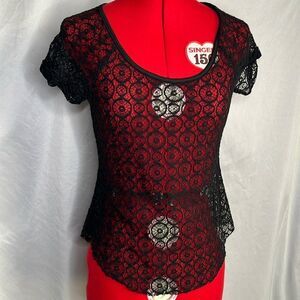 MM36 Grass collection lace patterned sheer blouse